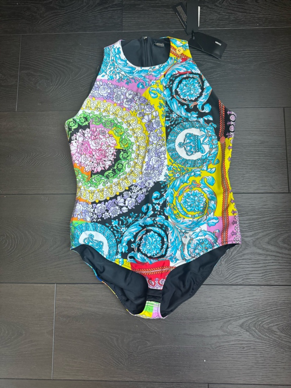 Versace Multi-Color High-Neck One-Piece Bodysuit